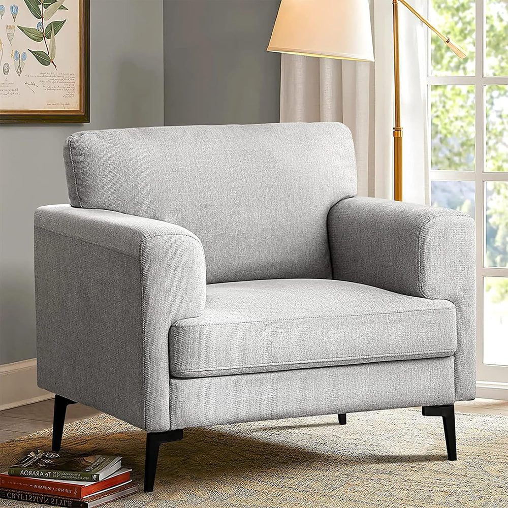 CDCASA Oversized Accent Chair, Linen Mid Century Chair 1PC, Light Gray