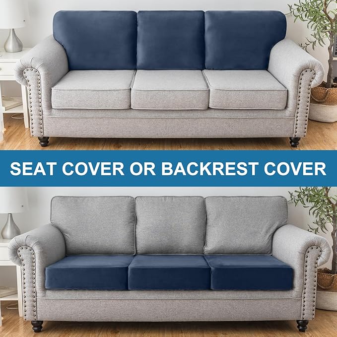 Couch Cover Stretch Velvet Sofa Cushion Cover 3-Piece - Image 4