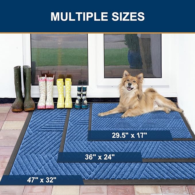 Smiry Front Door Mat Outside Entrance, Heavy Duty Sturdy Natural Rubber Doormat - Image 2