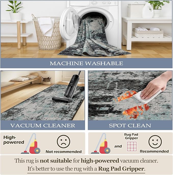 Washable Area Rugs 6'x9' Non-Slip Modern Abstract Soft - Image 6