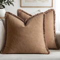 MIULEE Decorative Throw Pillow Covers Neutral Linen Fringe Throw Pillows Euro by MIULEE