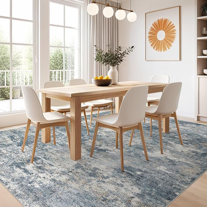 Nakagishi 7x9 Area Rugs Living Room: Washable Abstract Large Neutral Soft Rug - Image 5