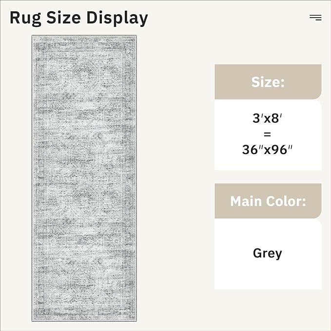 Runner Rug 3x8 Washable Non-Slip Hallway Runner Rugs - Image 5