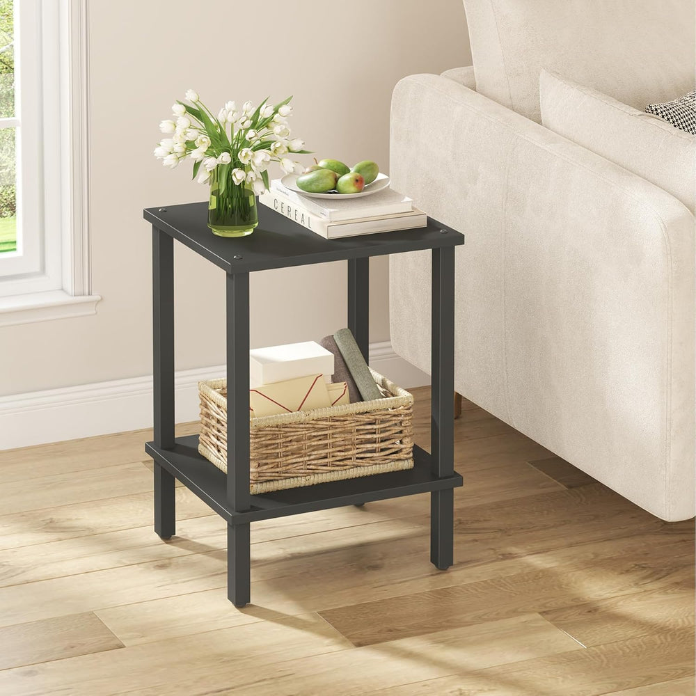 TUTOTAK End Table, Set of 2, Side Table, Nightstand, 2-Tier Storage Shelf