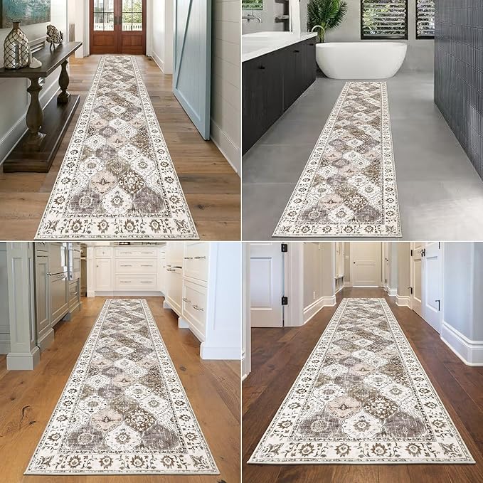 HEBE Hallway Runner Rug 2'x10' Washable Vintage Distressed Area Rugs Non Slip - Image 5