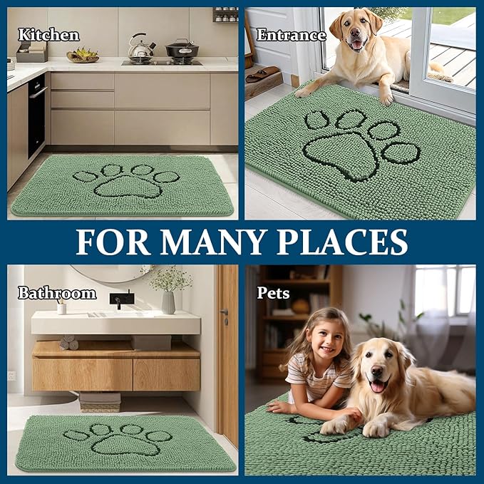 OLANLY Dog Door Mat for Muddy Paws 36x24, Paw Print Design, Absorbs Moisture - Image 8