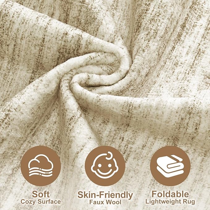 Nakagishi 5X7 Area Rugs Living Room: Washable Large Vintage Rug Neutral - Image 3