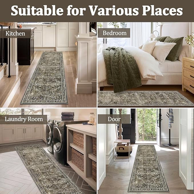 Yamaziot Washable Runner Rug 2x8 – Non Slip Boho Floral Hallway Runner Rug - Image 7