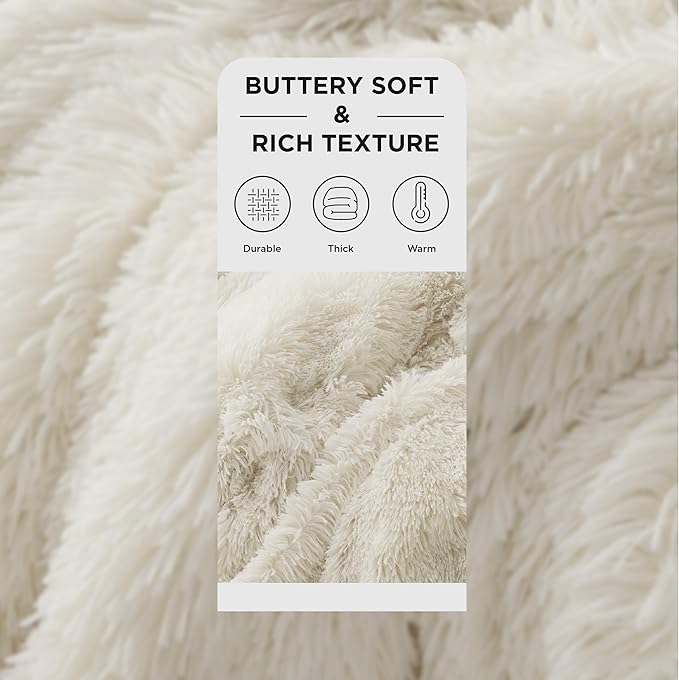 Bedsure GentleSoft Fluffy Cream Throw Blanket Decorative Blankets - Image 2