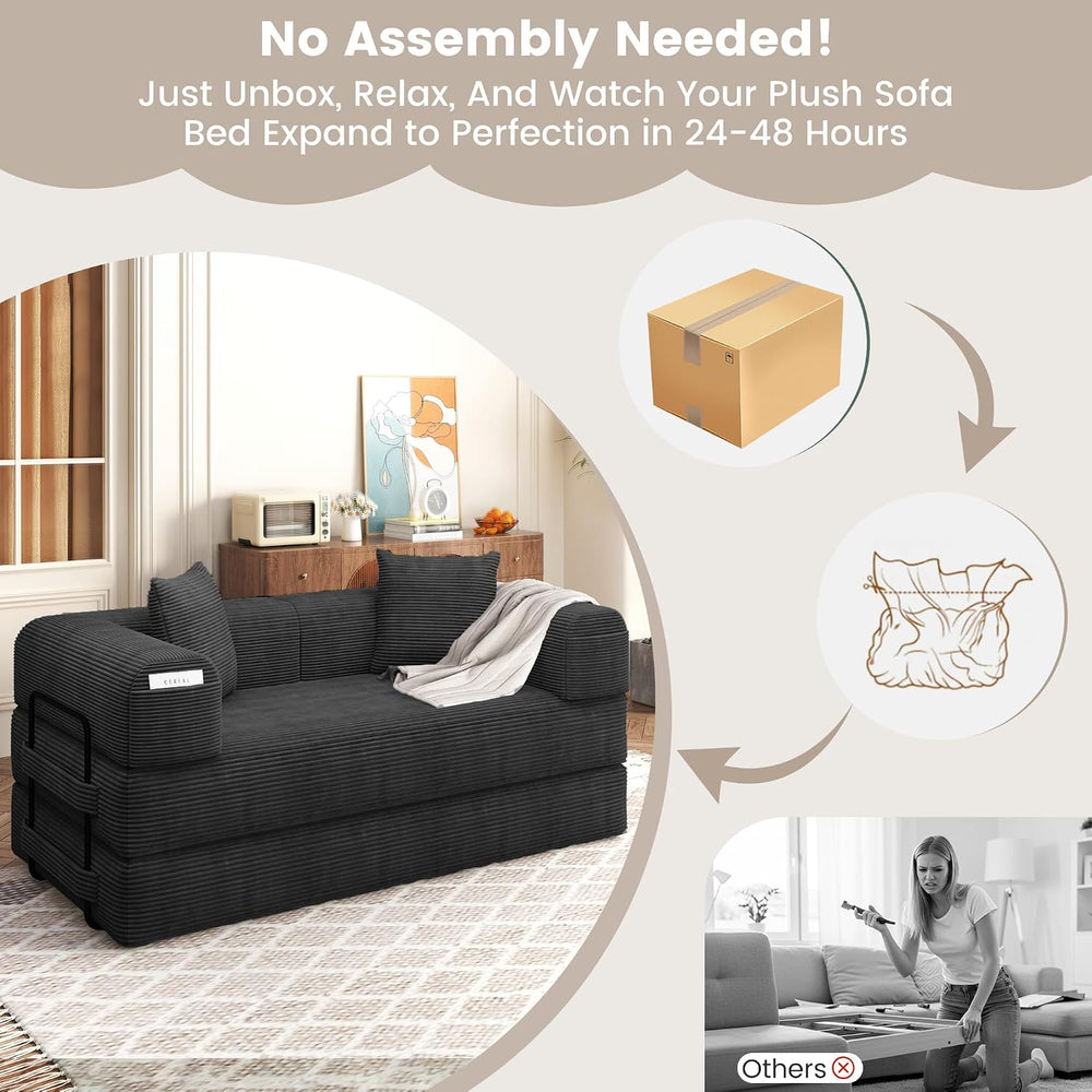 80" Convertible Sofa Bed, 5 in 1 Modular Boneless Couch Sleeper Sofa Bed...