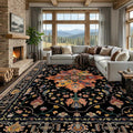 Area Rugs 10'x14' Washable Non-Slip, Floral Vintage Distress Print Pattern by RELEANY
