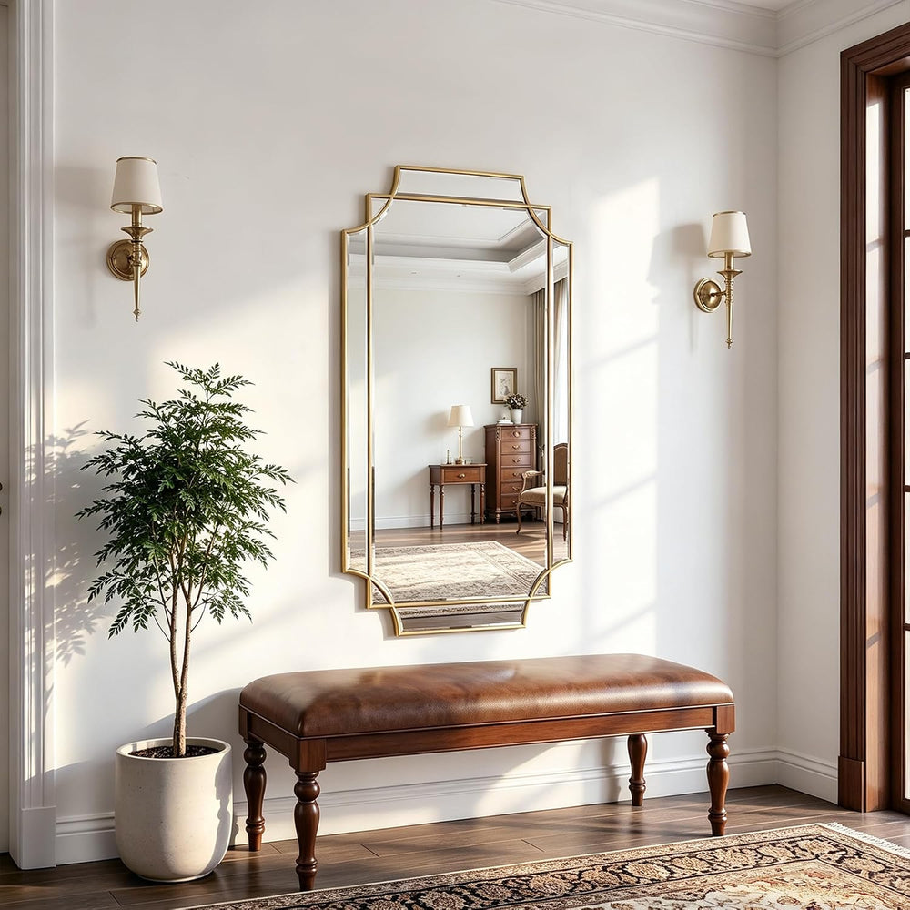Full Length 47"x24" Beveled Gold Mirror for Wall, Gold Traditional ...