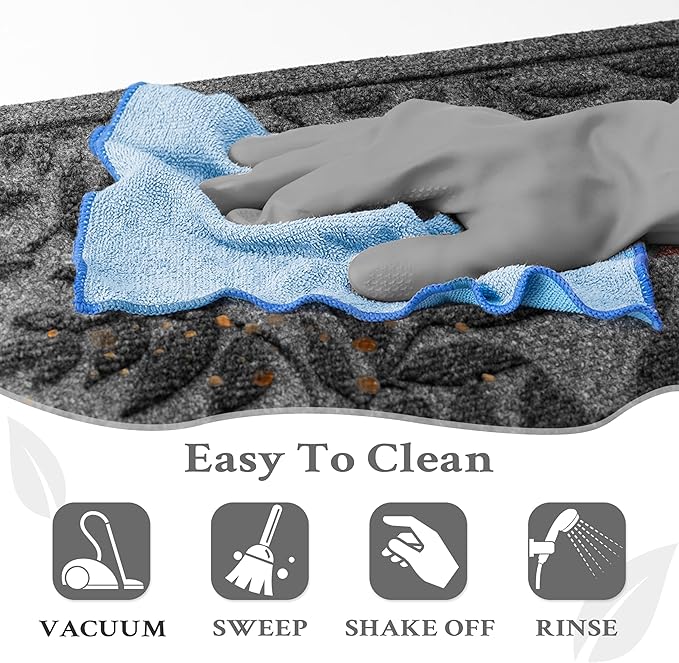 Grey Leaves Outdoor Indoor Entrance Doormats, Absorbent Durable Heavy Duty - Image 8
