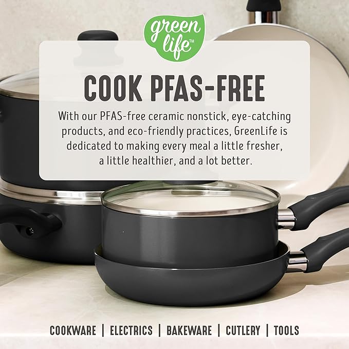 GreenLife 16-Piece Nonstick Cookware Set, Non-Toxic Ceramic Pots and Pans Set - Image 8