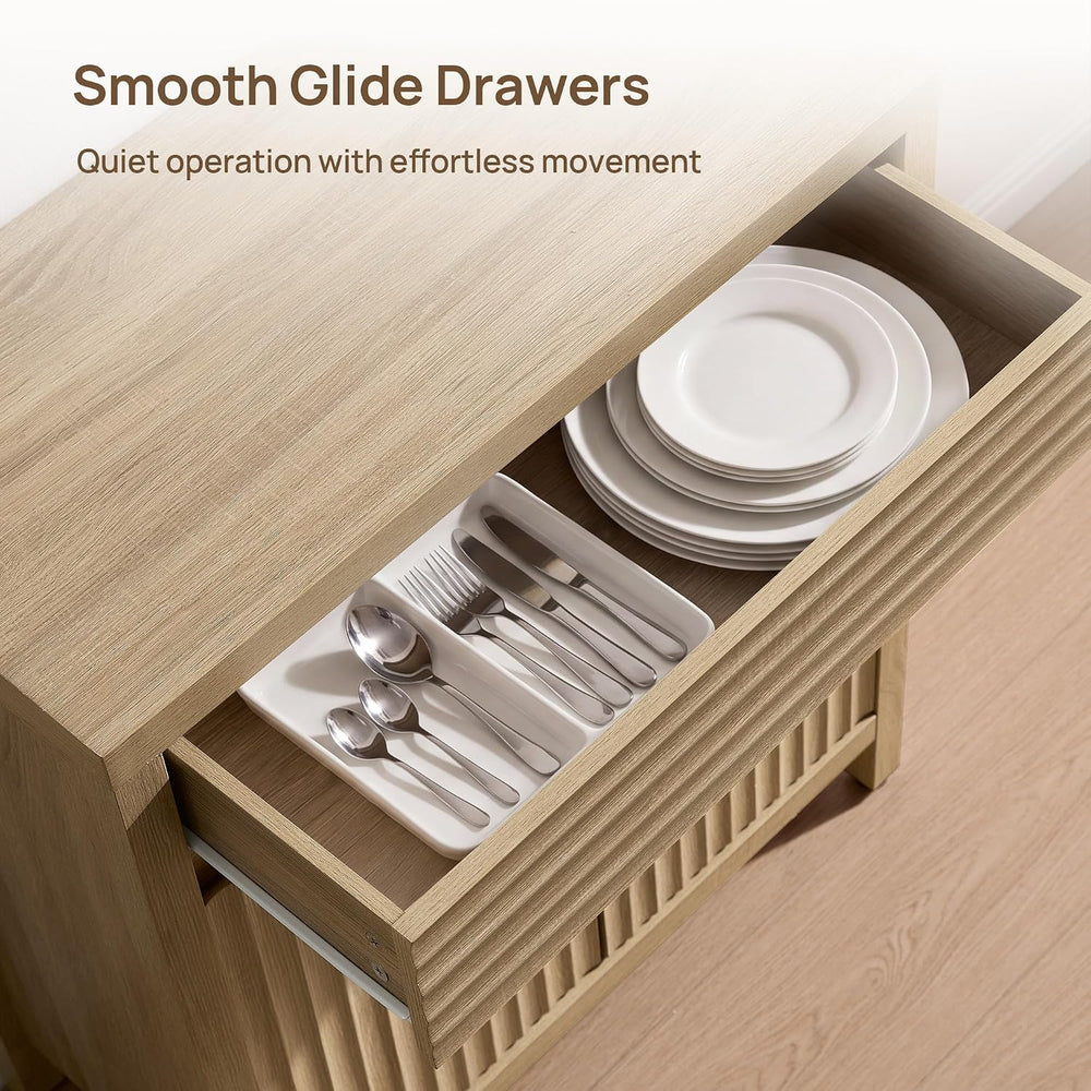 SICOTAS 29" Fluted Buffet Cabinet with Drawer, Modern Storage Cabinet | ...