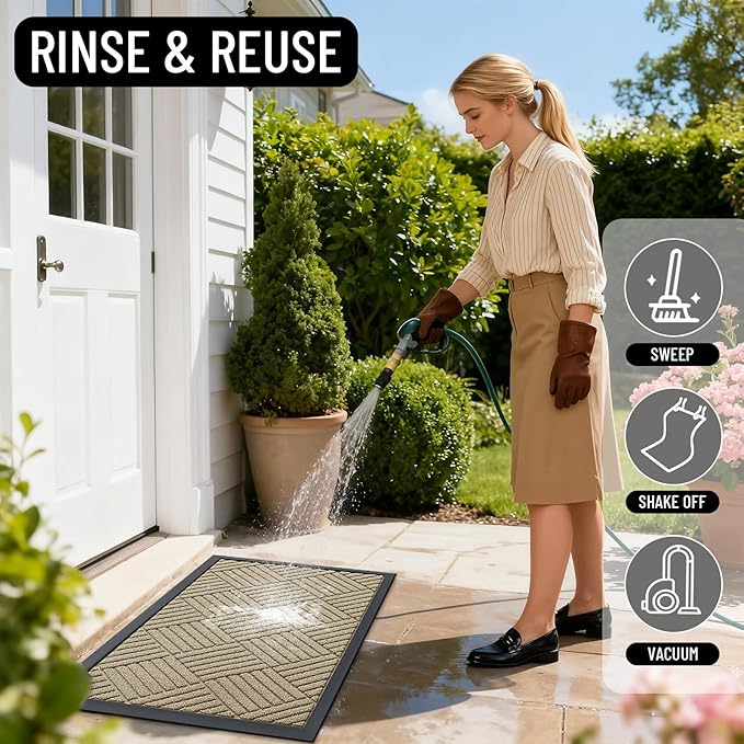 OLANLY Front Door Mat Outside Entrance 33x21, Heavy Duty Sturdy Natural Rubber - Image 7