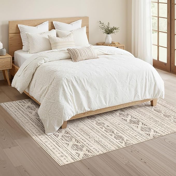 Nakagishi Area Rug Living Room Rugs: 4x6 Soft Machine Washable Boho Neutral - Image 4