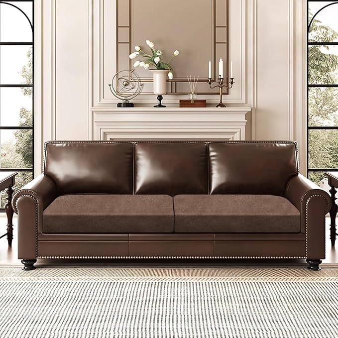 Leather Look Couch Cushion Covers Sofa Seat Slipcovers Sets Couches Furniture - Image 2