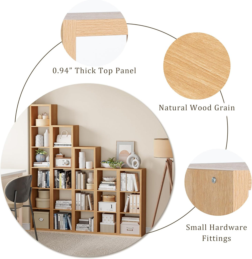 Tall Cube Storage Organizer Bookcase, 6 Tier 11 inch Open Back Cubical Shelf ...