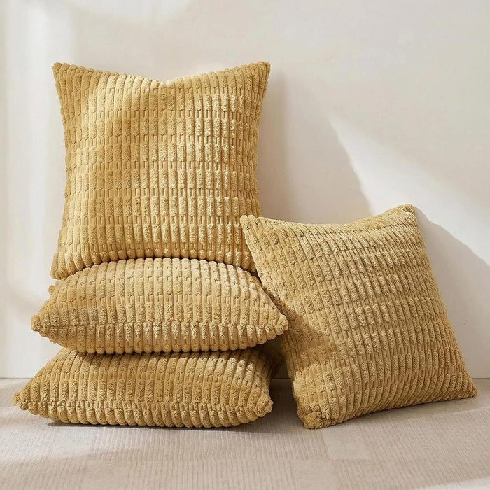 Fancy Homi 4 Packs Decorative Throw Pillow Covers for Living Room Couch Bed, Modern Farmhouse Boho Home Décor Accent Cushion Case, 22" x 22", Mustard Yellow