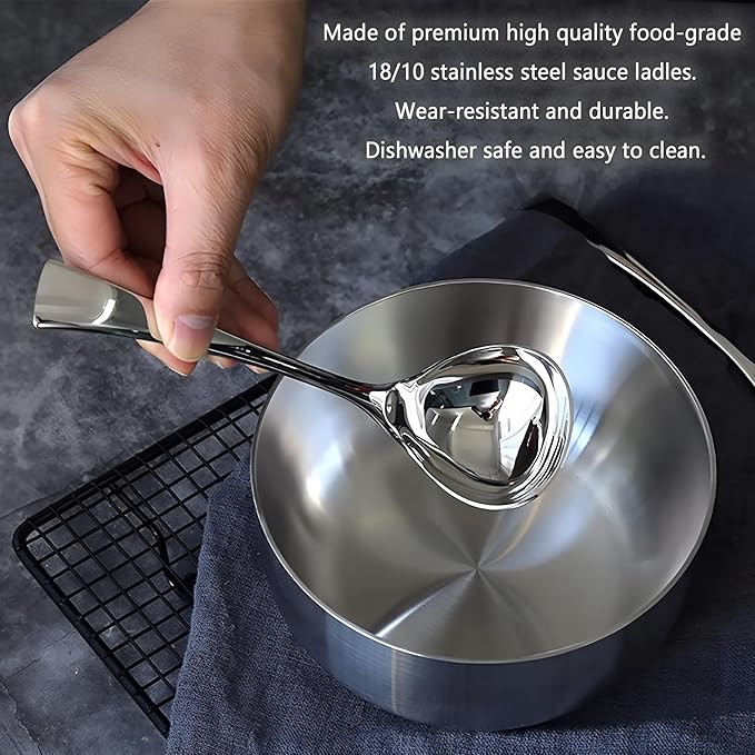 Comicfs 2 Pack Gravy Ladle, 18/10 Stainless Steel Soup Ladle, Small Soup Spoon - Image 4