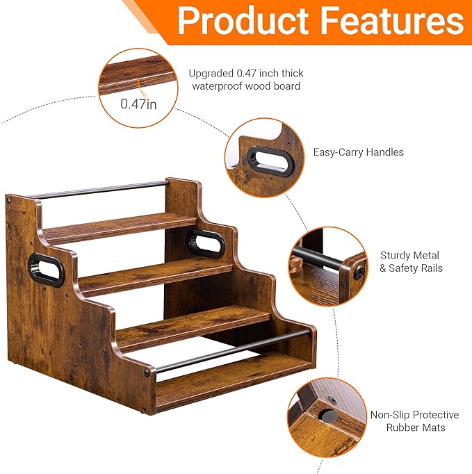 YQBRAO 2 Pack 4-Tier Liquor Bottle Display Shelf, 16-Inch Wooden Bar Shelves - Image 4