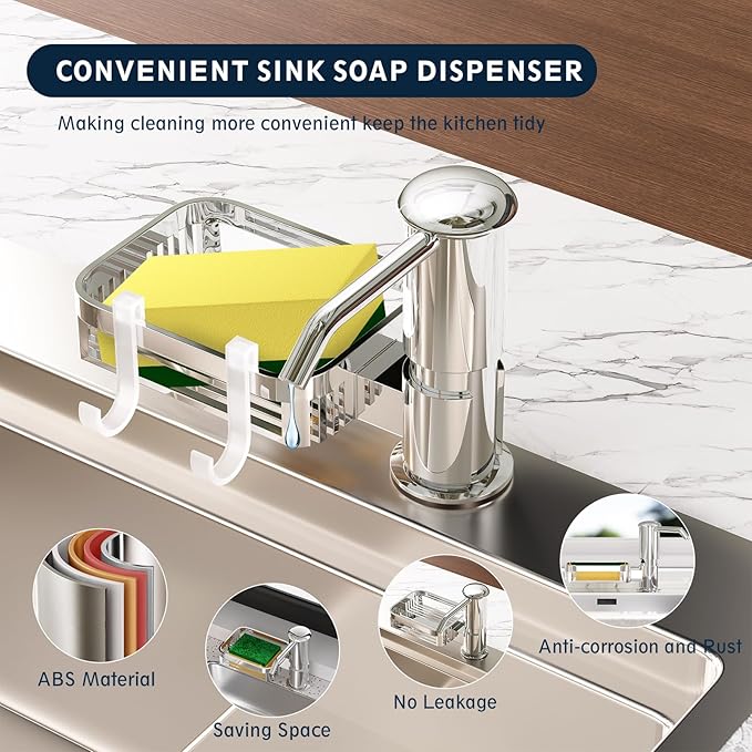 Soap Dispenser for Kitchen Sink, Mecyfaty Under Counter Sink Soap Dispenser Pump - Image 3