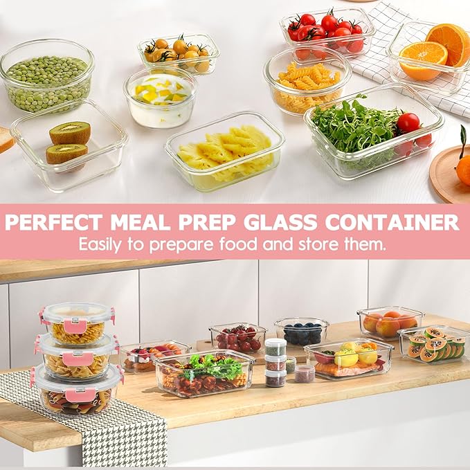 34pcs Glass Food Storage Containers