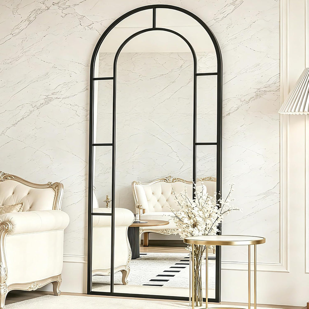 Arched Full Length Mirror, 56"x22" Large Window Floor Mirror, Farmh...