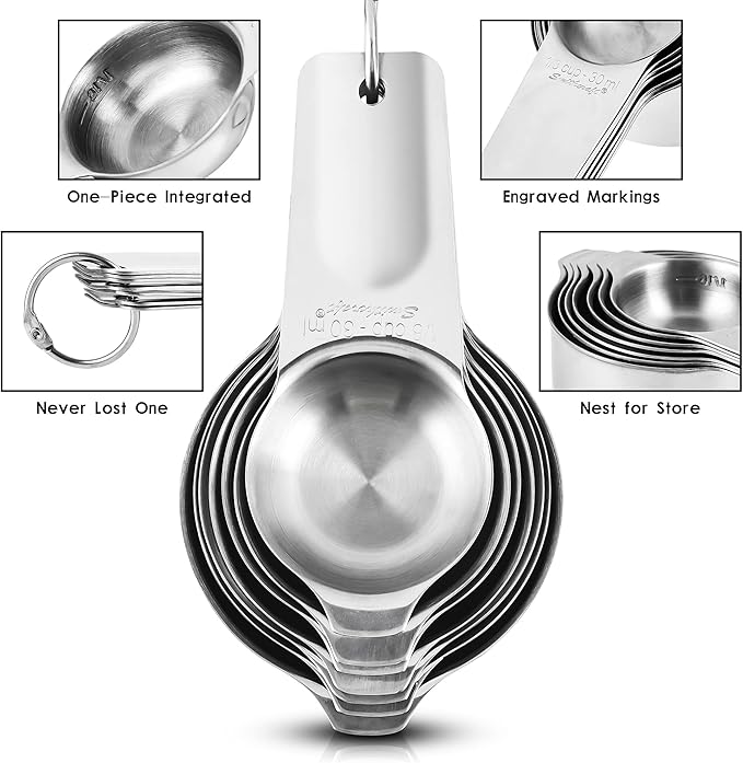 Measuring Cups Set, Stainless Steel Measuring Cup Set 7, 18/8 Stainless Steel - Image 4