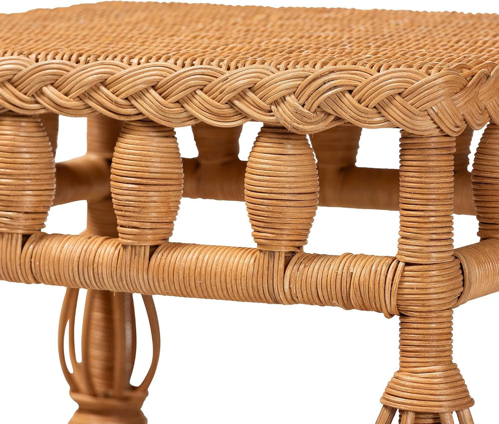 Bali & pari Dolby Natural Rattan End Table - Handwoven Wicker Side Table ...