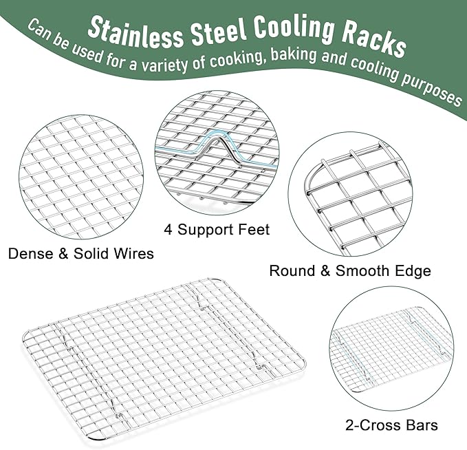 Homikit Baking Sheet with Wire Rack Set, Metal Bacon Cookie Trays Nonstick - Image 4