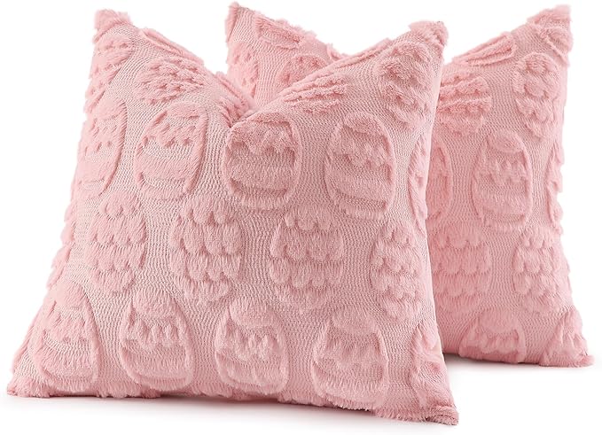 decorUhome Easter Pink Egg Pillow Covers 16x16 Inch Set of 2, Soft Plush Faux - Image 8