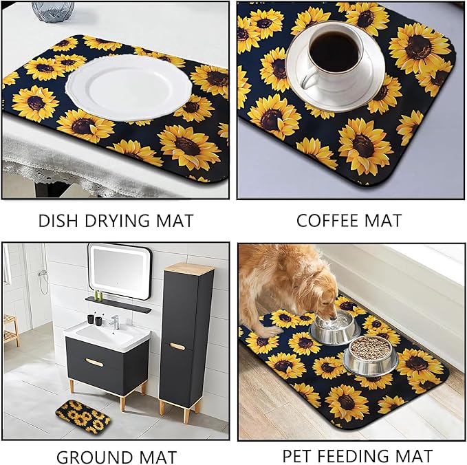 Dish Drying Mat Foldable Fall Kitchen Drying Mat Absorbent Sink Mat - Image 2