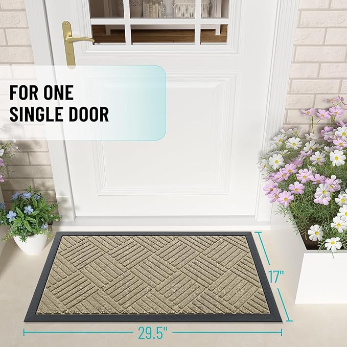 OLANLY Front Door Mat Outside Entrance 29.5x17, Heavy Duty Sturdy Natural - Image 2