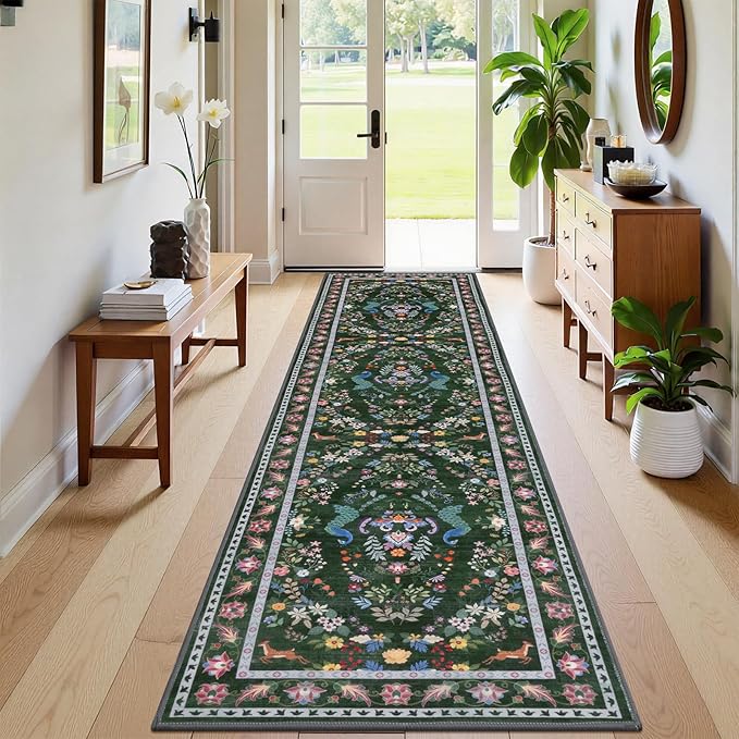 HEBE Washable Hallway Runner Rug 2'x 8' Non Slip Kitchen Rugs Runner, Low Pile by HEBE