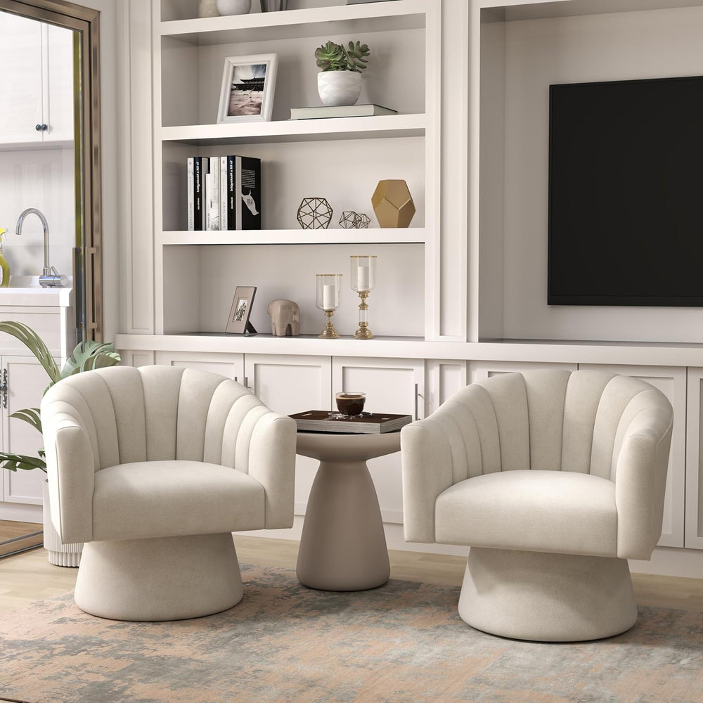 Swivel Accent Chair Set of 2, Modern Velvet Barrel Chair for Living Room