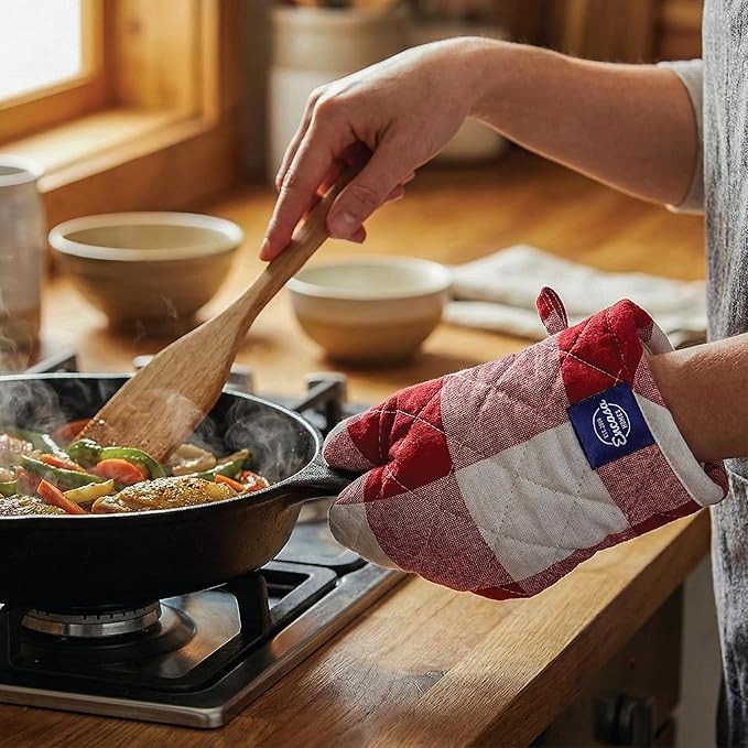 Encasa XO Heat Resistant 100% Cotton Oven Glove & Potholder Set - Image 5
