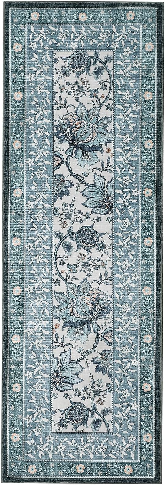 GarveeHome Provence Misty Blue 2.5 x 8 Washable Kitchen Runner Rugs Non Slip - Image 4