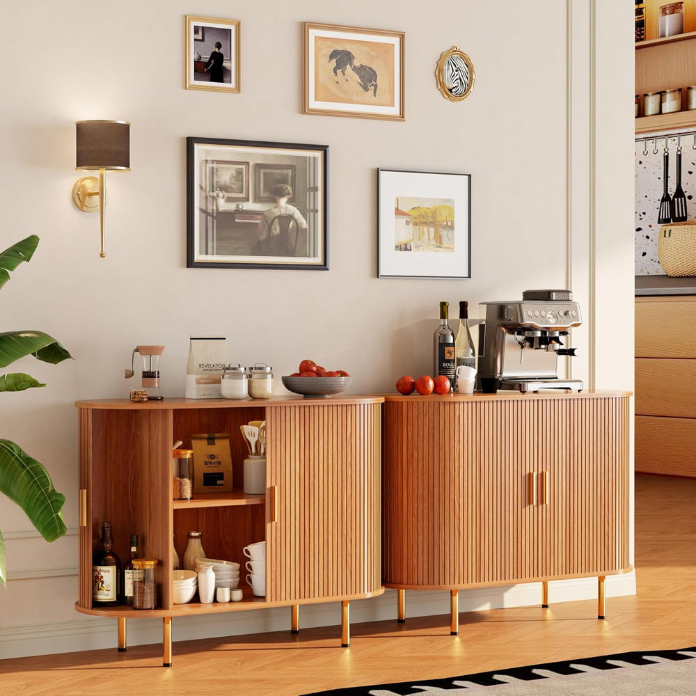 DHH Sideboard Buffet Cabinet with Storage,Mid Century Modern Fluted Accent Co...