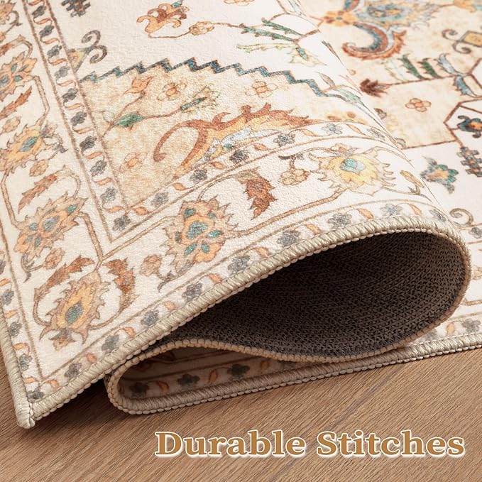 SERISSA Boho Rugs for Entryway, 2x3 Light Yellow Entryway Rug Non-Slip Washable - Image 7