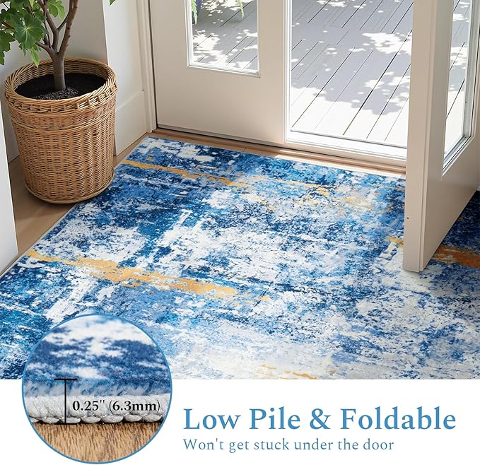 Rugflix 5x7 Area Rugs for Living Room, Washable Large Rug Stain-Resistant Low