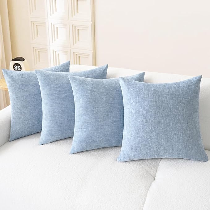 CaliTime Throw Pillow Covers Decorative 18 X 18 Inches Pack of 4 Cozy Chenille by CaliTime
