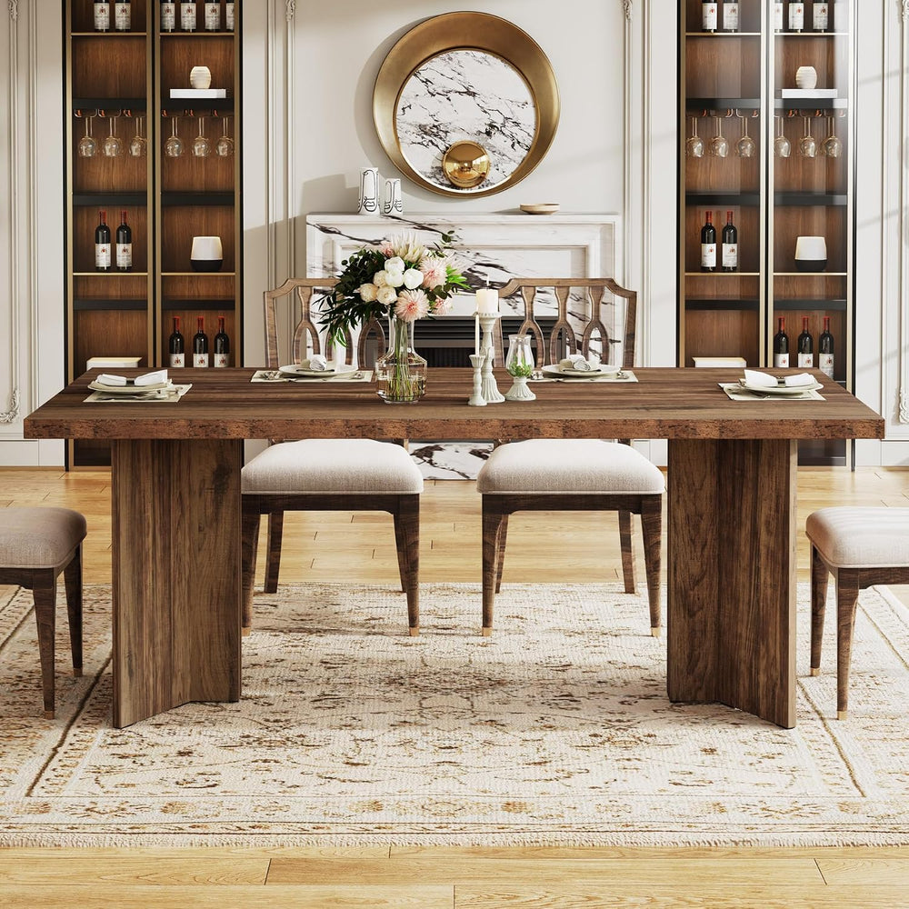 Tribesigns 63-inch Dining Table for 4-6, Farmhouse Kitchen Table with Large T...