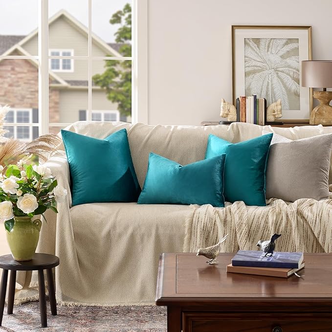 GIGIZAZA Décor Throw Couch Pillow Covers, 20 x 20 Pillow Velvet Cushion Covers - Image 2