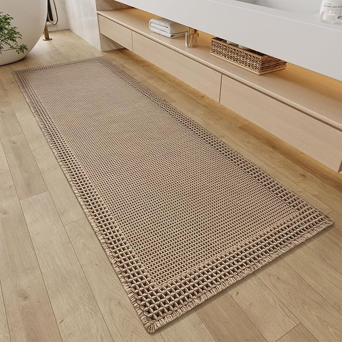 RESARE Waffle Bathroom Runner Rugs, Super Absorbent Bath Mat Non Slip Washable by Resare