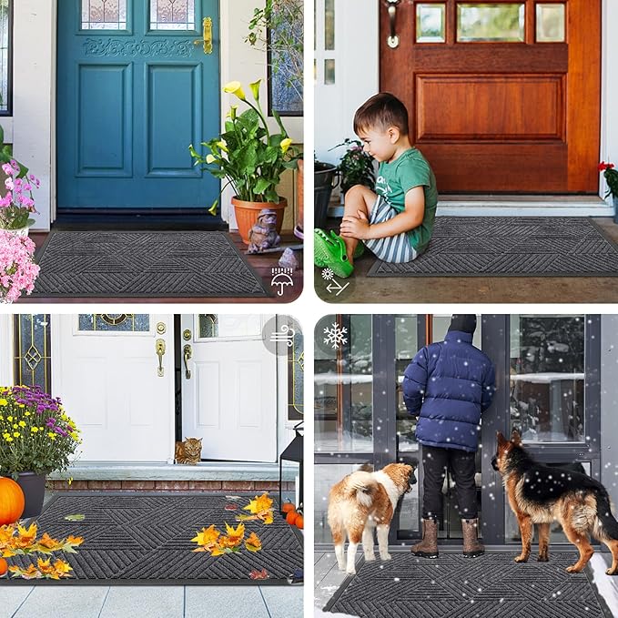 Smiry Front Door Mat Outside Entrance, Heavy Duty Sturdy Natural Rubber Doormat - Image 7