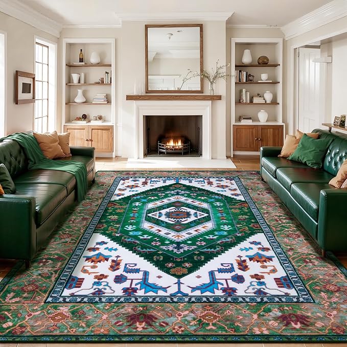 SERISSA 9x12 Area Rugs for Living Room, Large Washable Non-Slip Boho Rug by SERISSAHomeDecorCollection