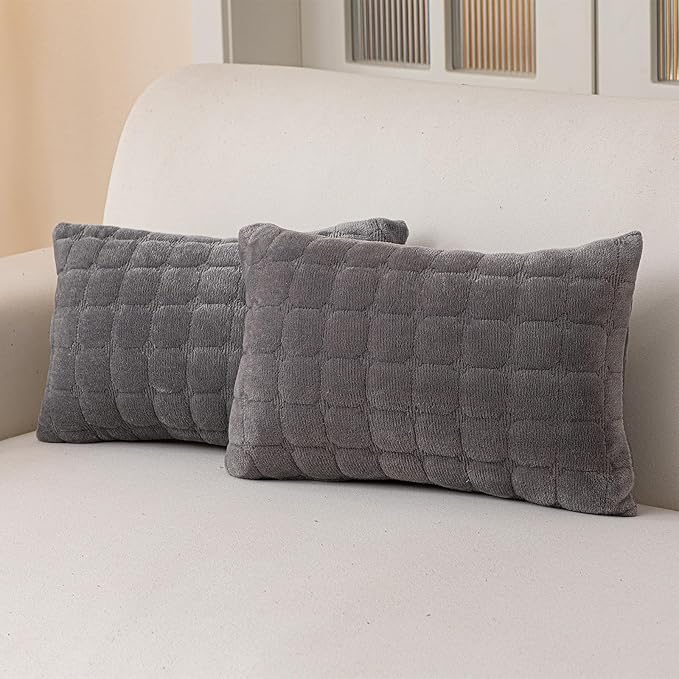 Velvet Throw Pillow Covers 12×20 Inch Decorative Pillows Cover Neutral Soft by MDSASFD