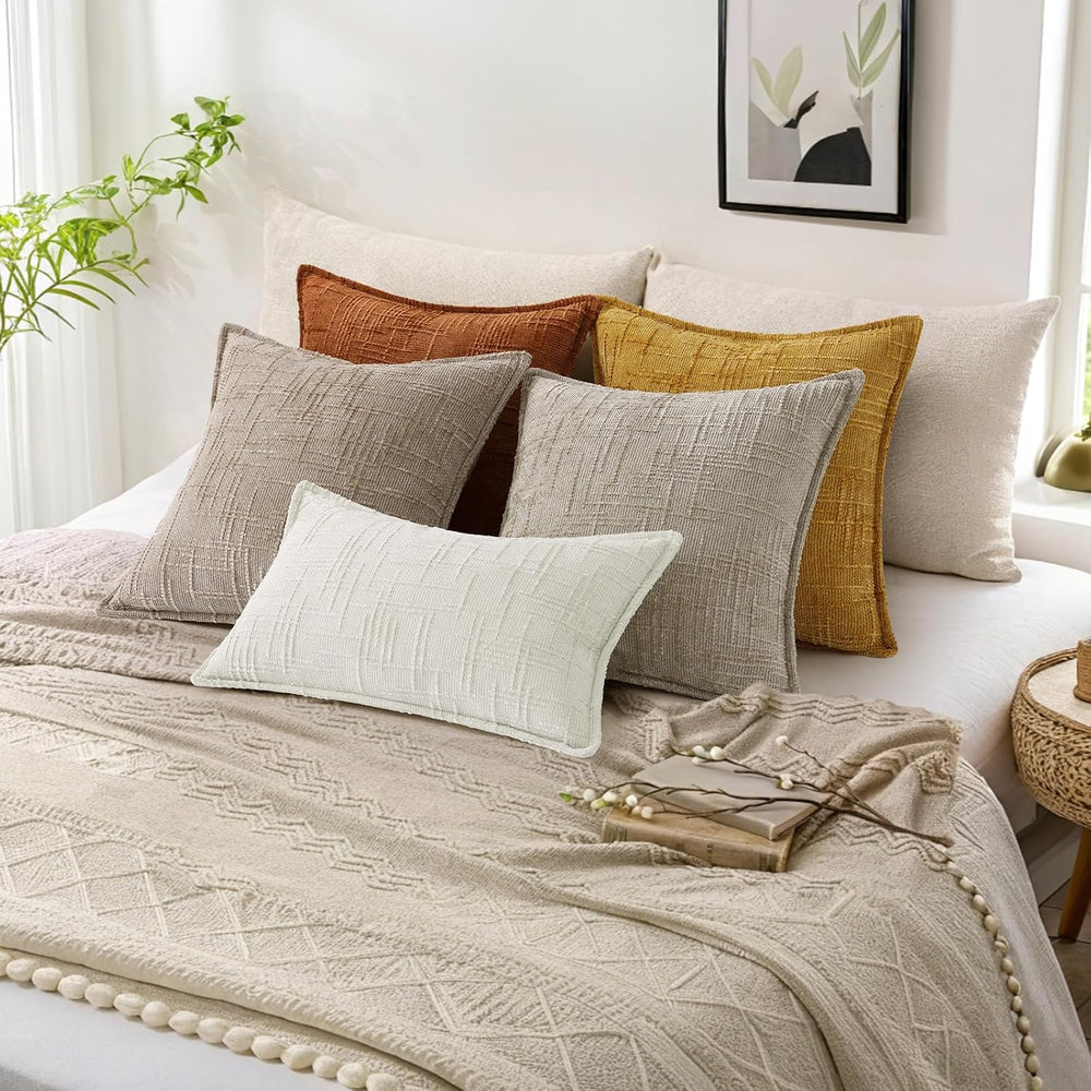 decorUhome Chenille Decorative Throw Pillow Covers 26x26 Set of 2, Rust